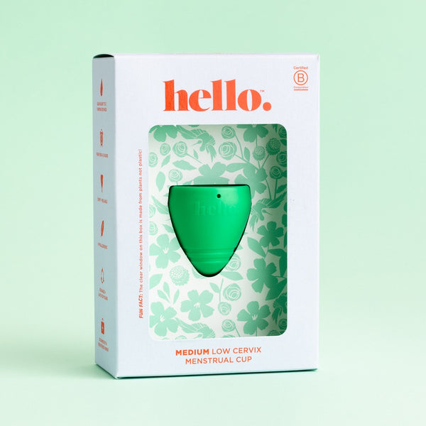 Menstruacinė taurelė žemam gimdos kakleliui "Hello Cup"