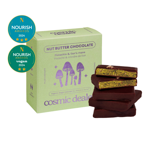 Riešutų pastos šokoladas Pistachio & Lion's Mane (dėžutė 4x20 g)