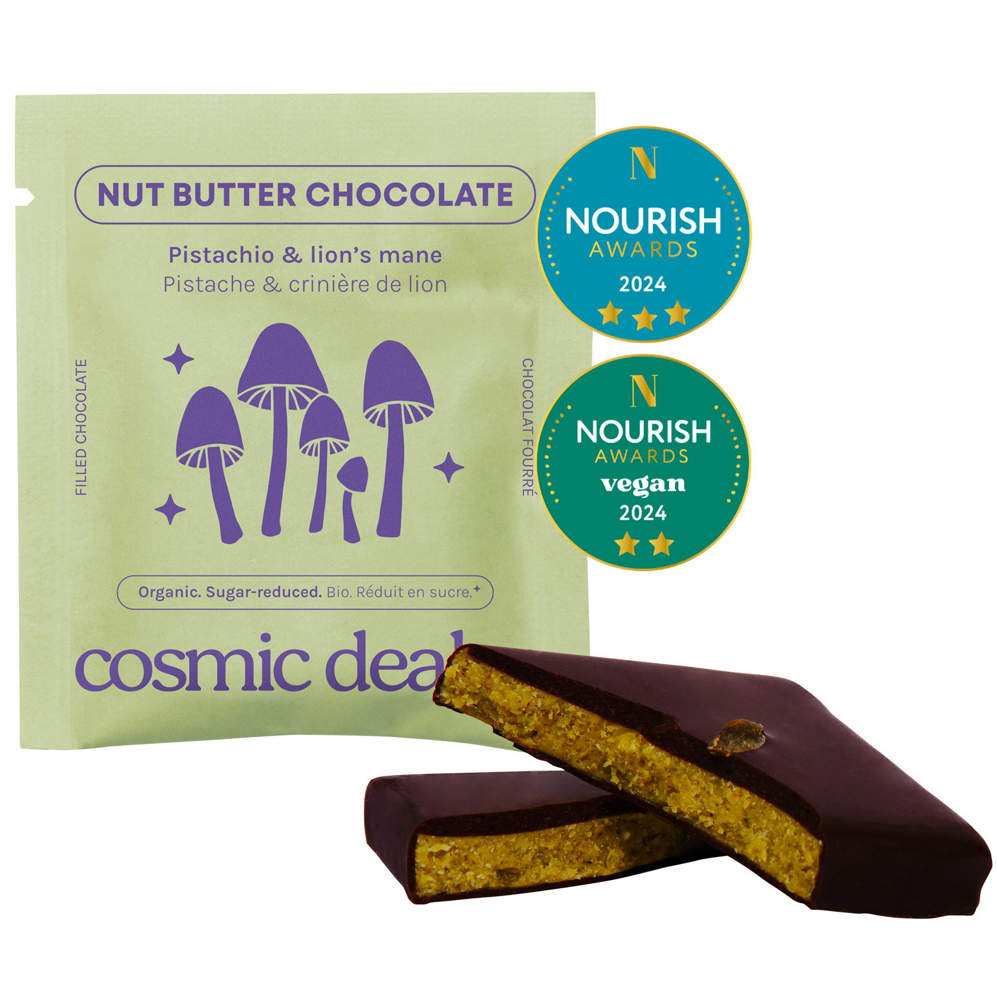 Riešutų pastos šokoladas Pistachio & Lion's Mane 20 g